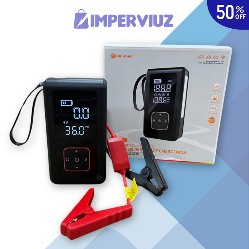 MaxCarga® Portátil - Carga de Bateria + Bomba de Ar + Lanterna [OFERTA IMPERDÍVEL]