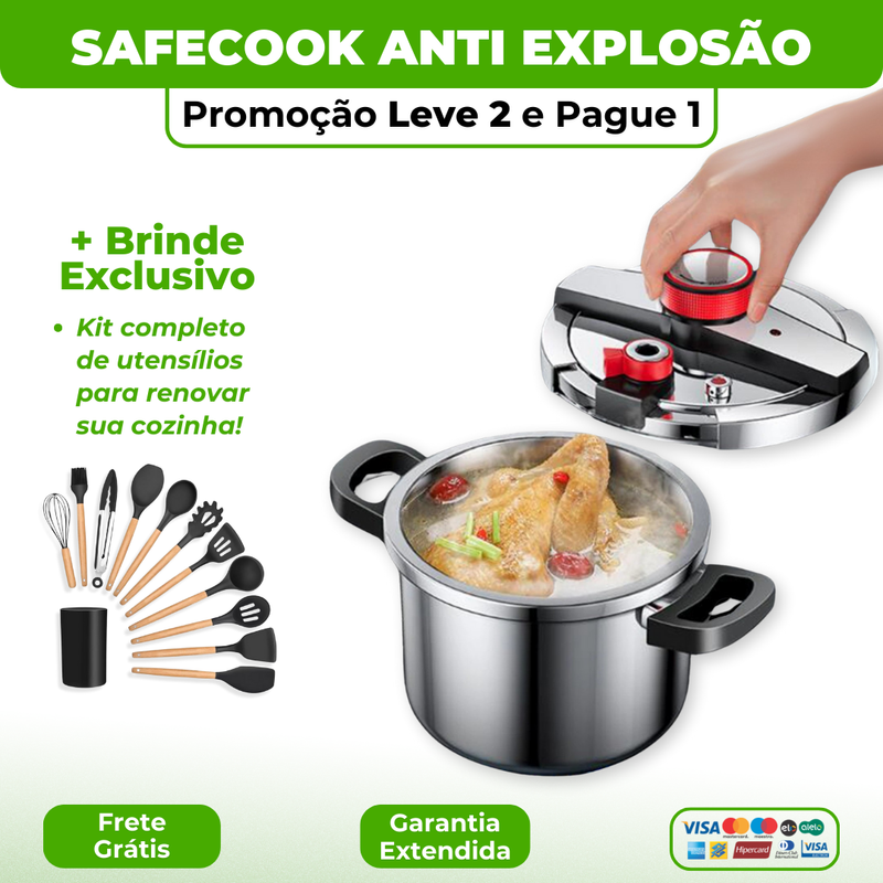 SafeCook™ Panela De Pressão - Aço Inoxidável Anti Explosão (+ BRINDE)